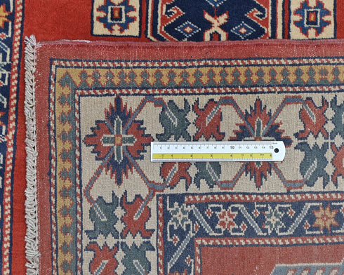 4x6 Feet Shirvan Red Afghan Hand Knotted Geometric Wool Area Rug